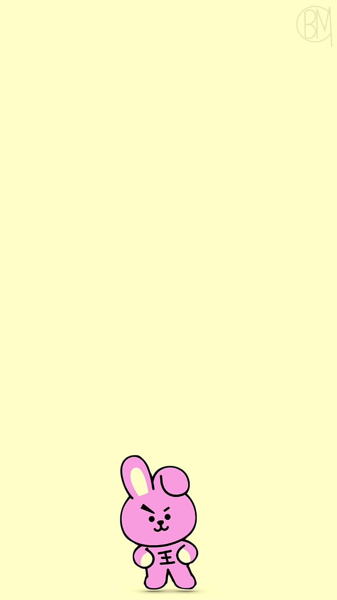 Cooky Bt21, pink cartoon bunny, angry expression, Full HD Phone Wallpaper