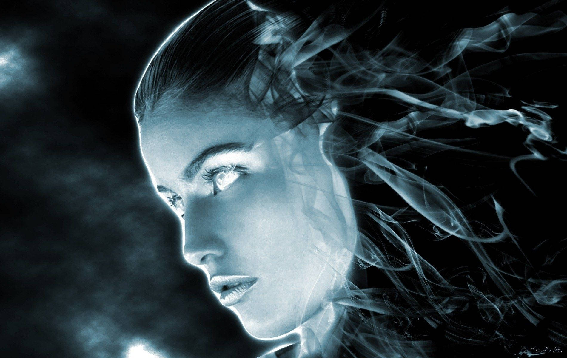 cool 3d ghost, ethereal blue light, wispy smoke, HD Desktop Wallpaper