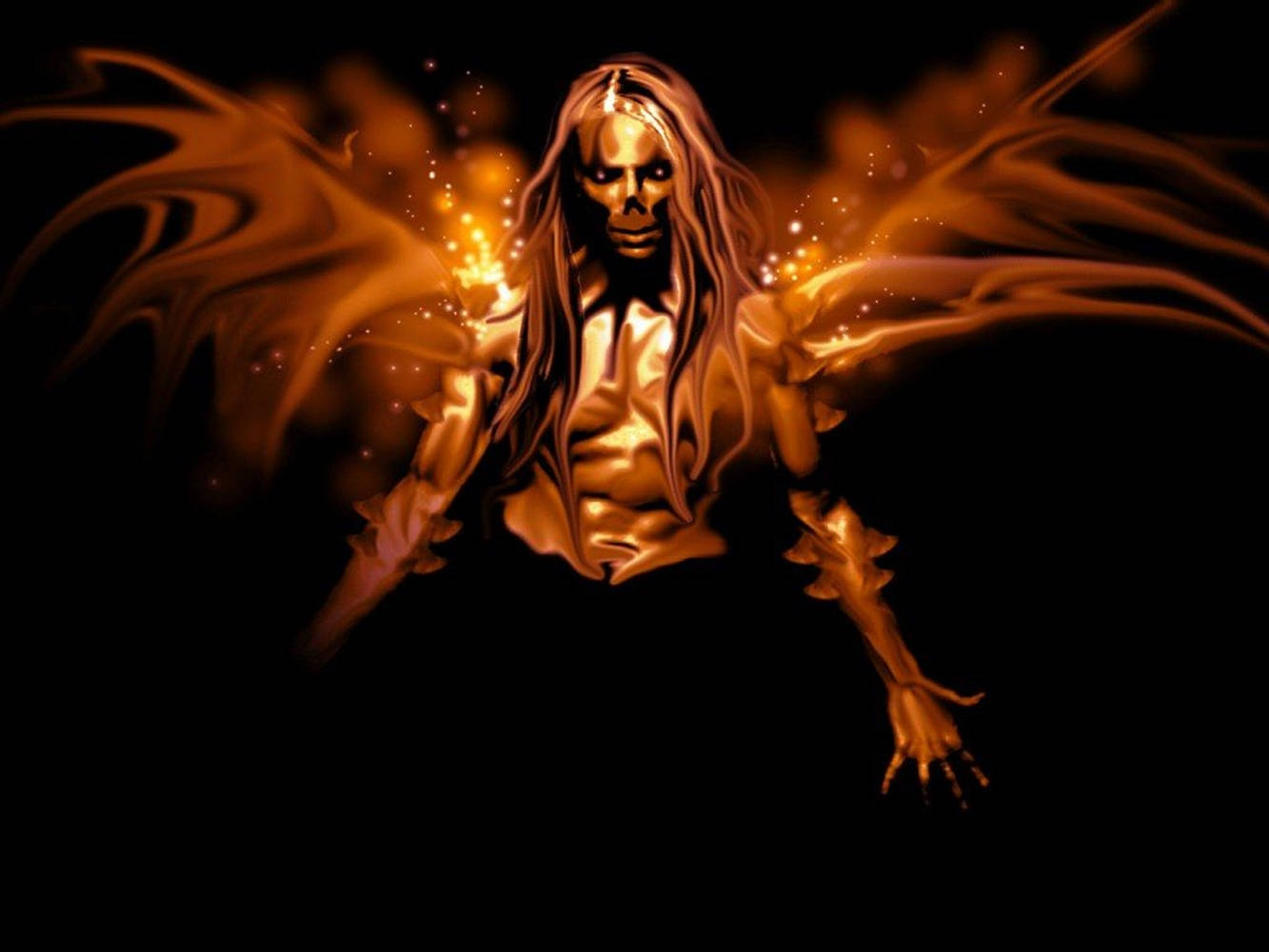 Cool 3d Ghost, fallen angel, golden-skinned, HD Desktop Wallpaper