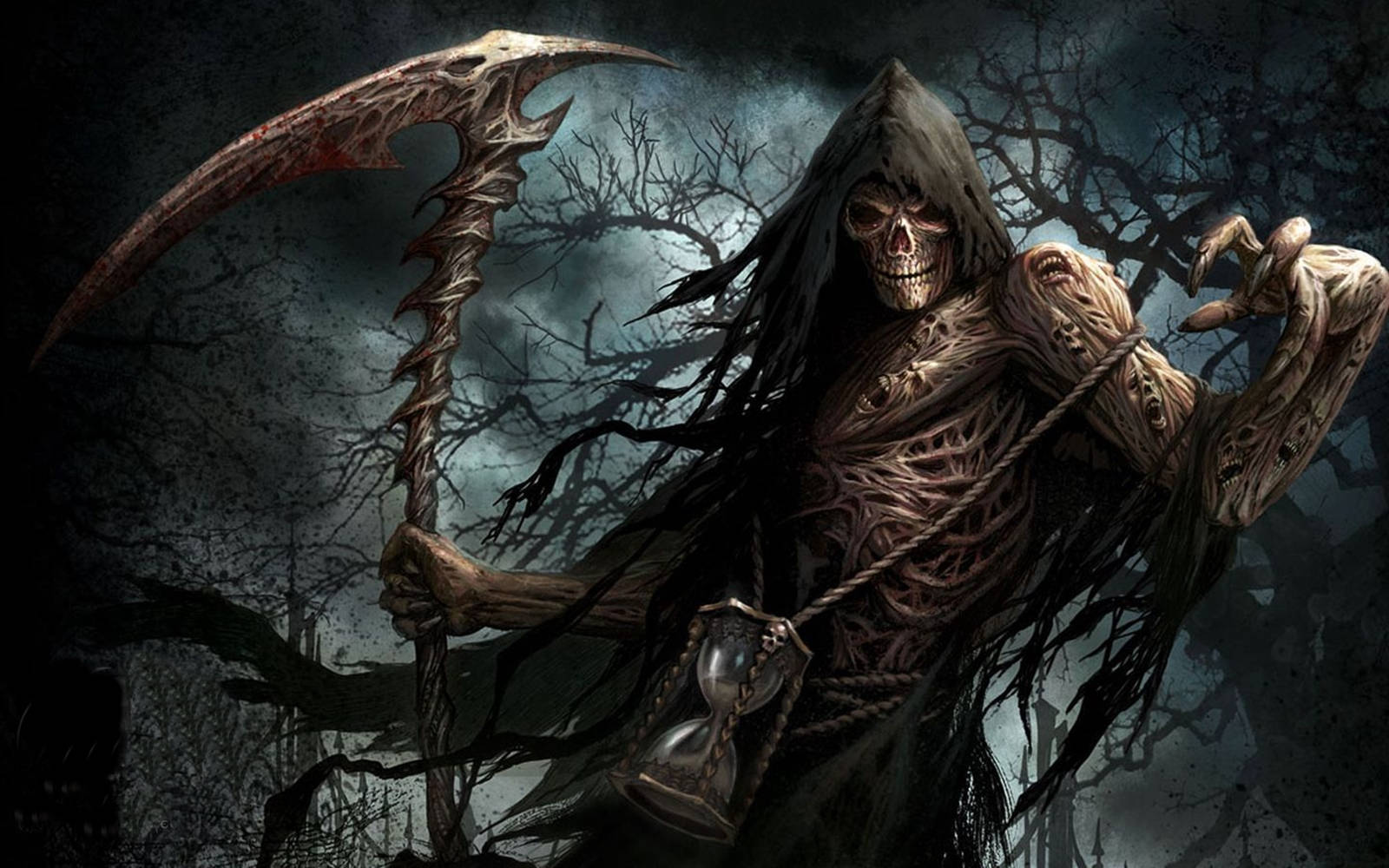 Cool 3d Ghost, dark forest, grim reaper, HD Desktop Wallpaper