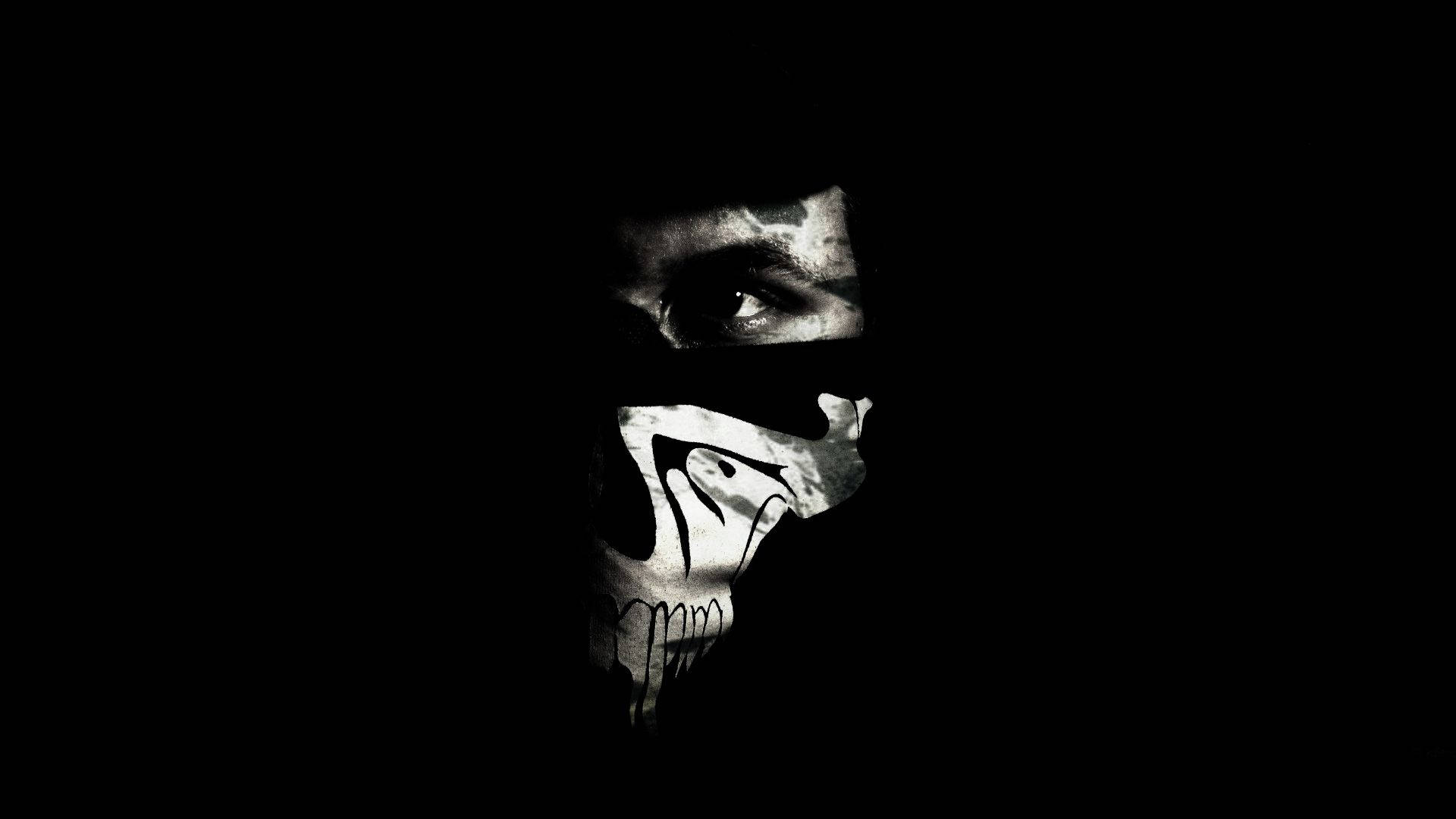 cool 3d ghost mask, black, glowing eye, Full HD Desktop Wallpaper