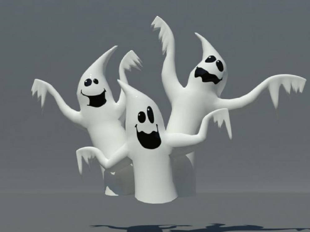 Cool 3d Ghost, scary trio, white cartoon ghosts, SD Desktop Wallpaper