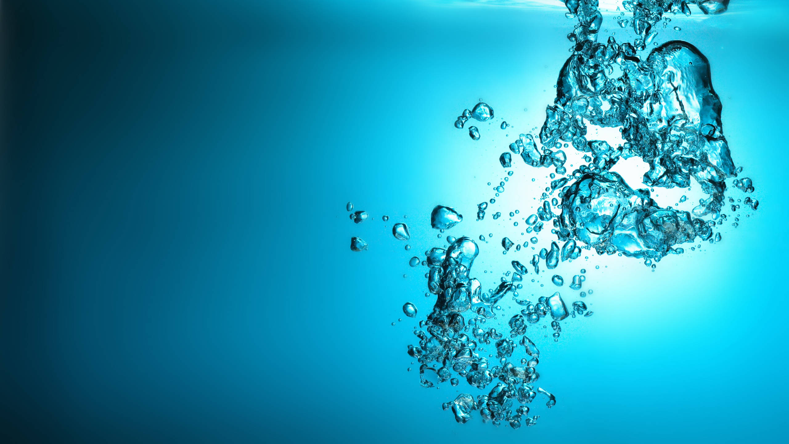 cool 3d water, bubbles, clear blue water, 2K Desktop Wallpaper