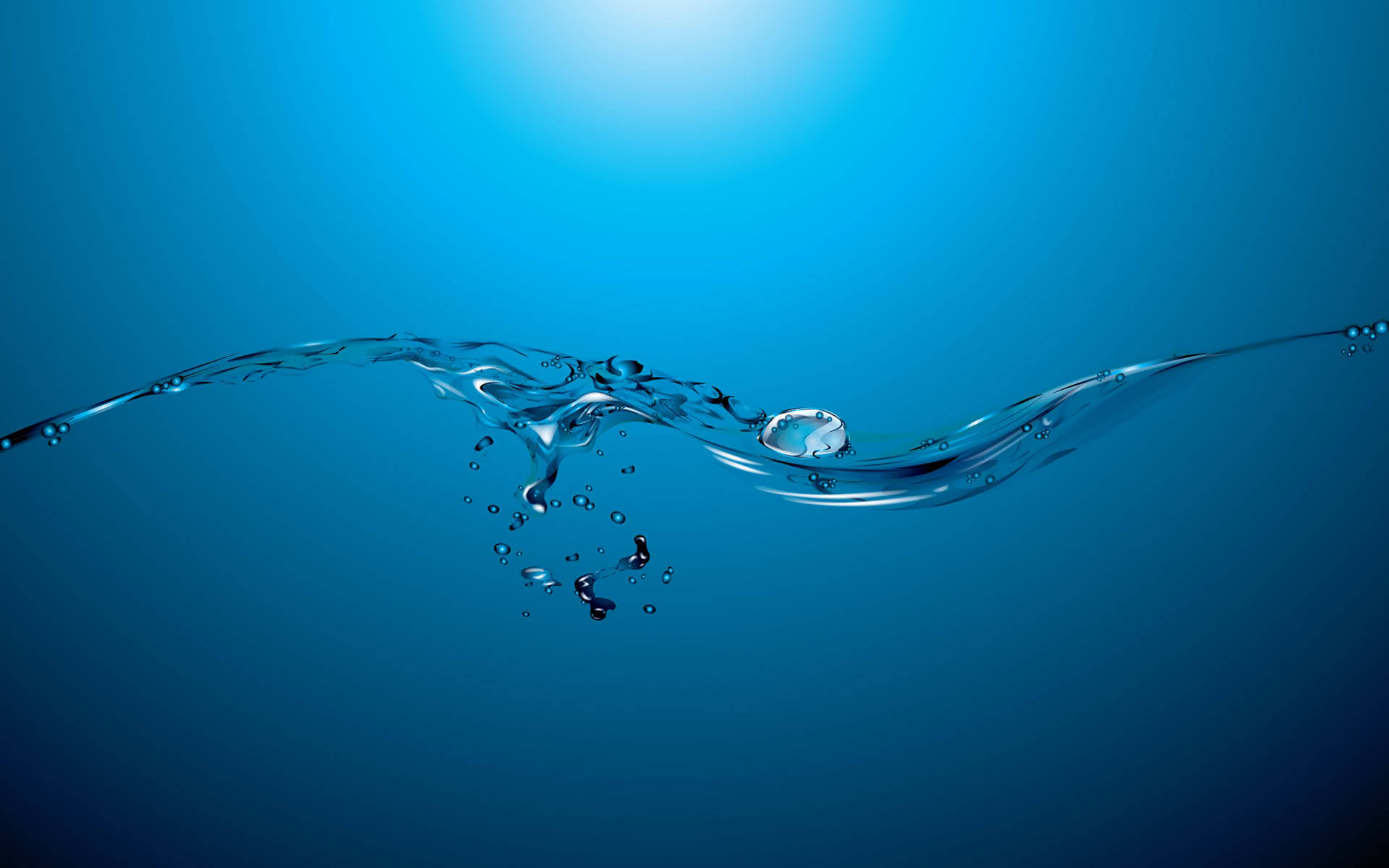 cool 3d water, clear water, gradient blue background, Full HD Desktop Wallpaper