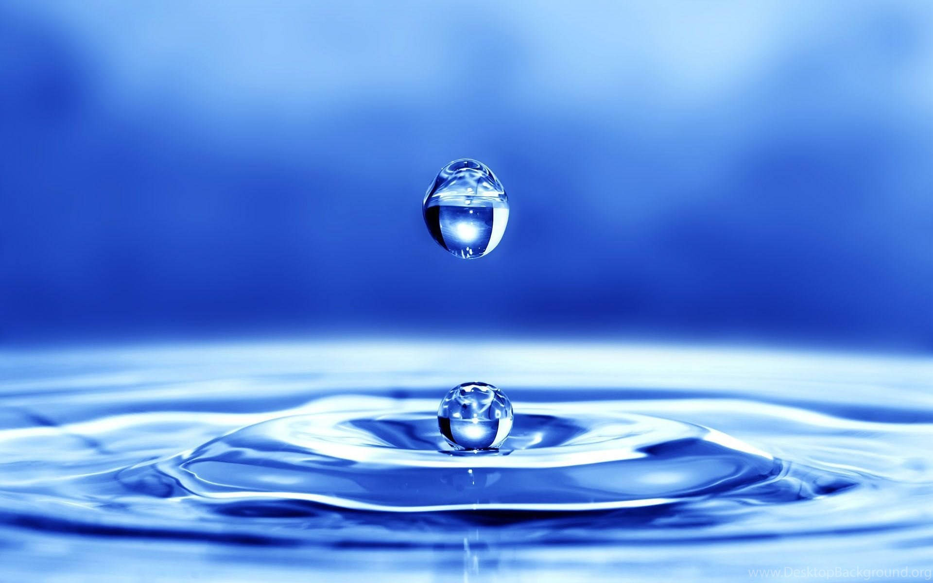 cool 3d water droplets, blue water droplet, rippling surface, Full HD Desktop Wallpaper