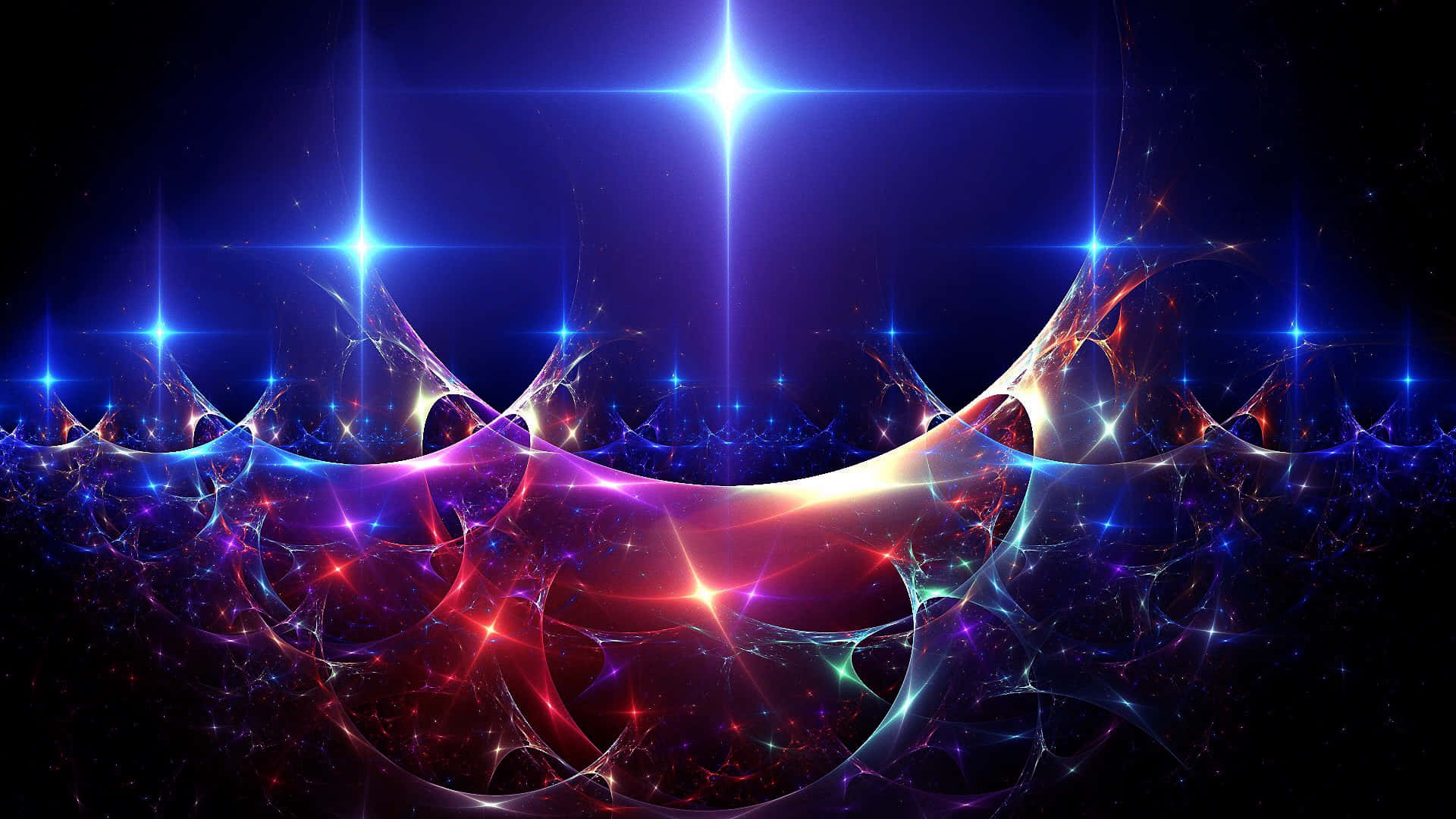 cosmic fractal waves, electric blue, red, Full HD Desktop Wallpaper