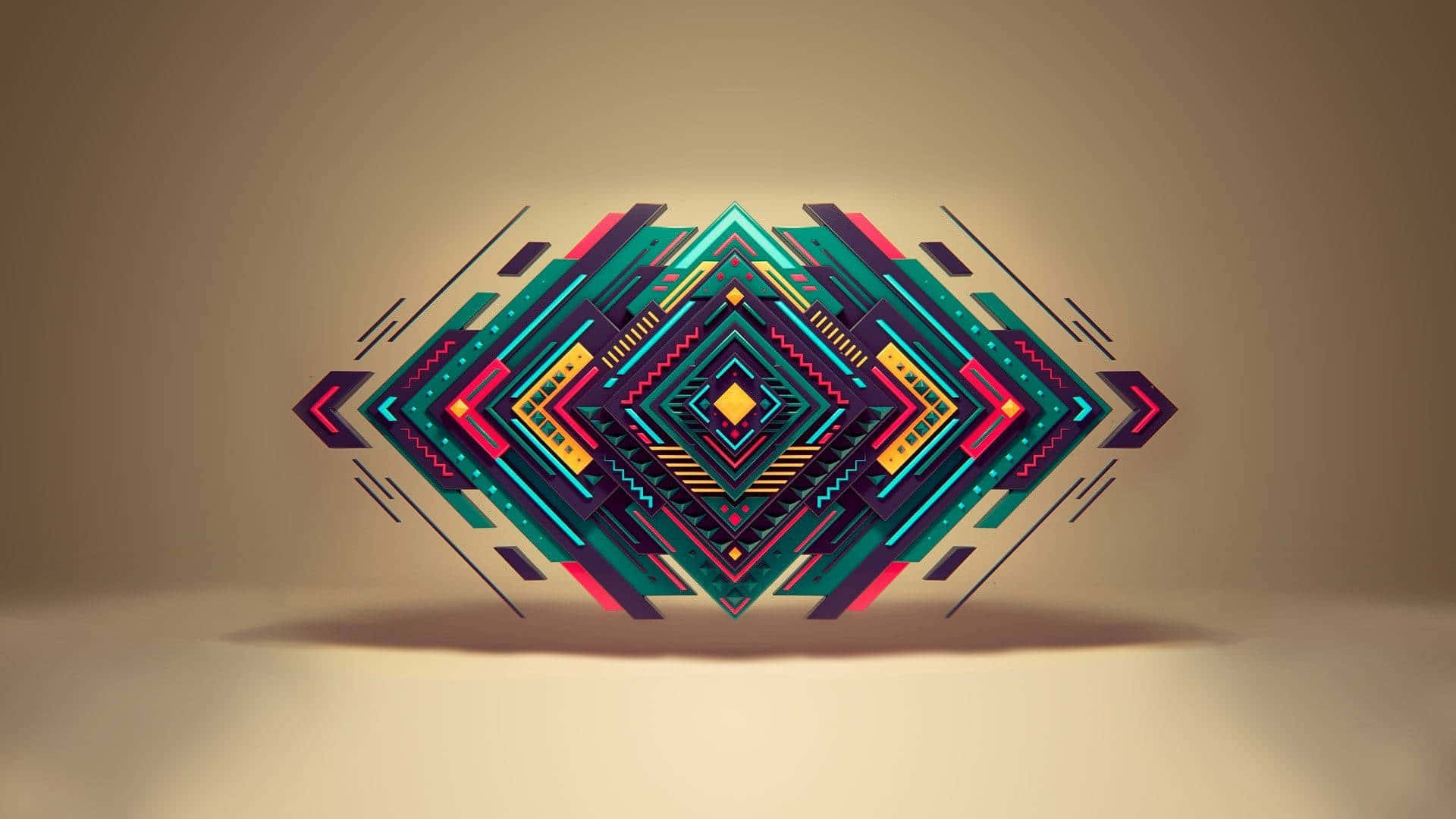 geometric diamond pattern, teal, pink, Full HD Desktop Wallpaper