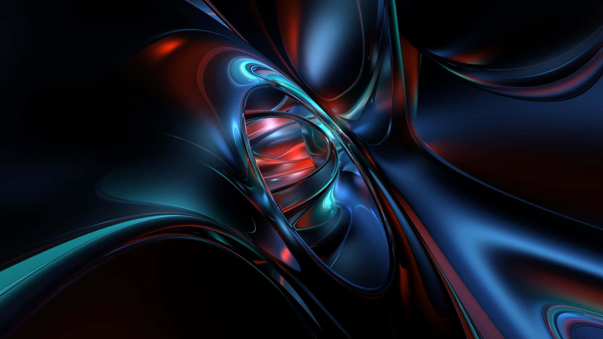 metallic ribbons, deep blue, fiery red, Full HD Desktop Wallpaper