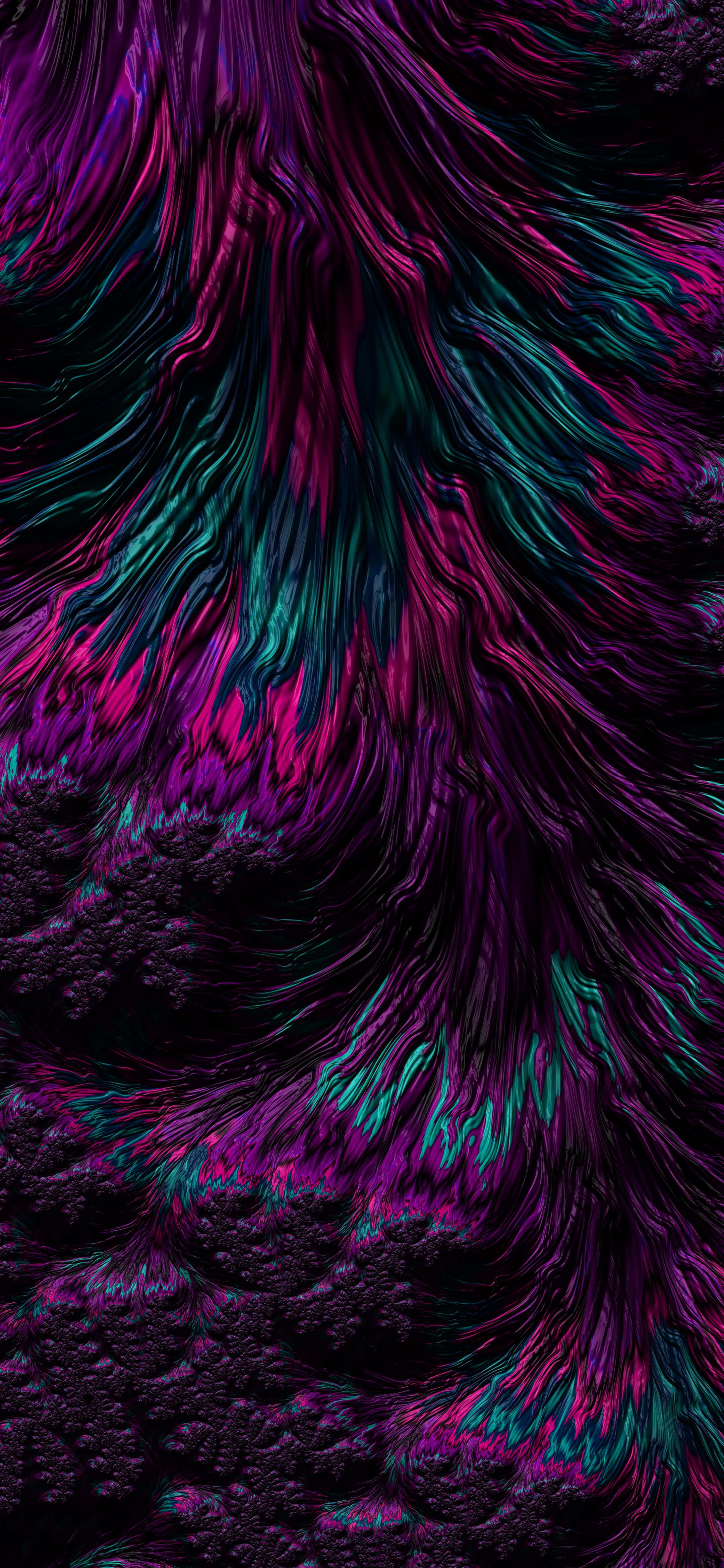 cyan, green, fractal patterns, 4K Phone Wallpaper