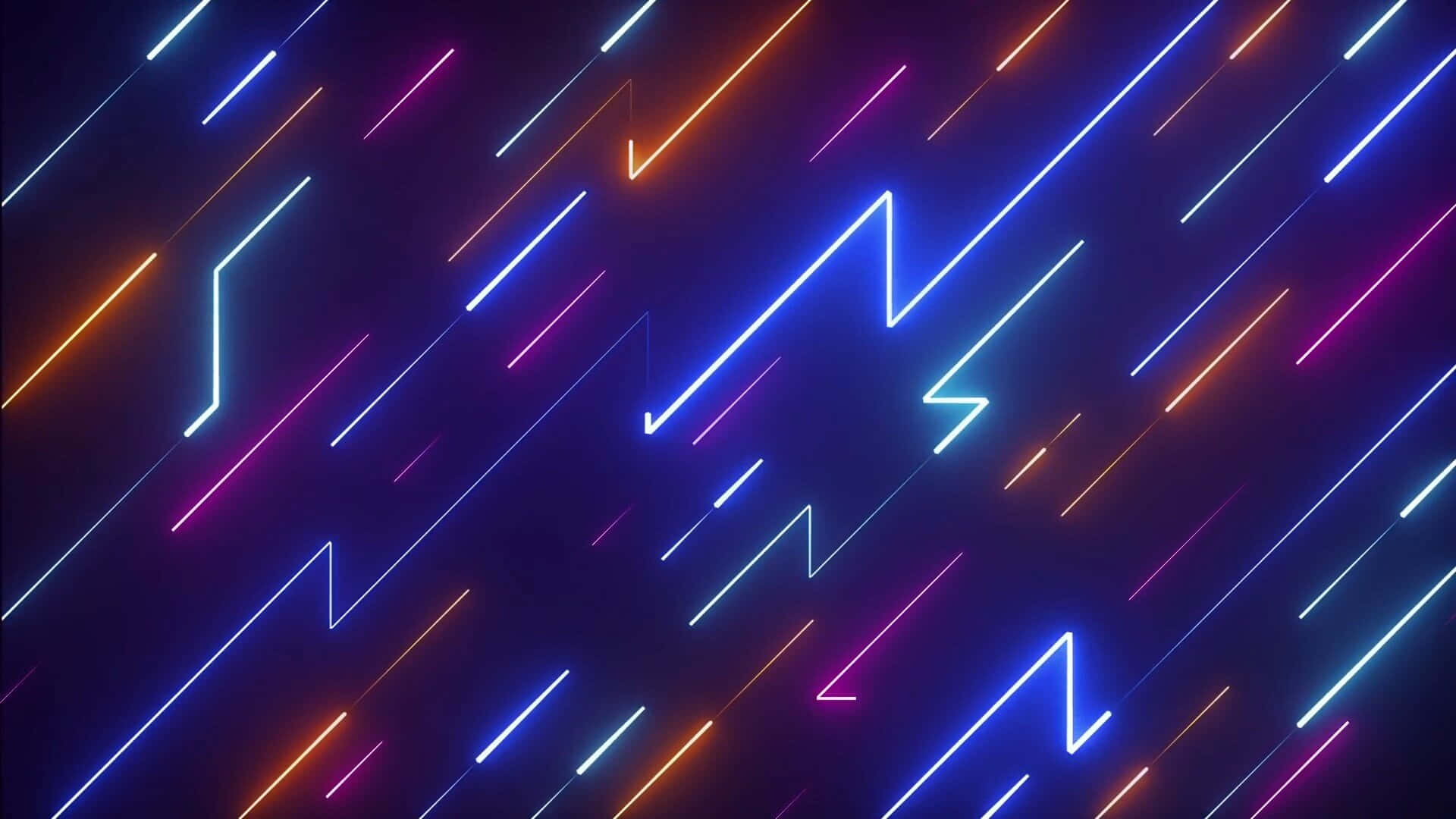 neon lines, electric blue, orange, Full HD Desktop Wallpaper