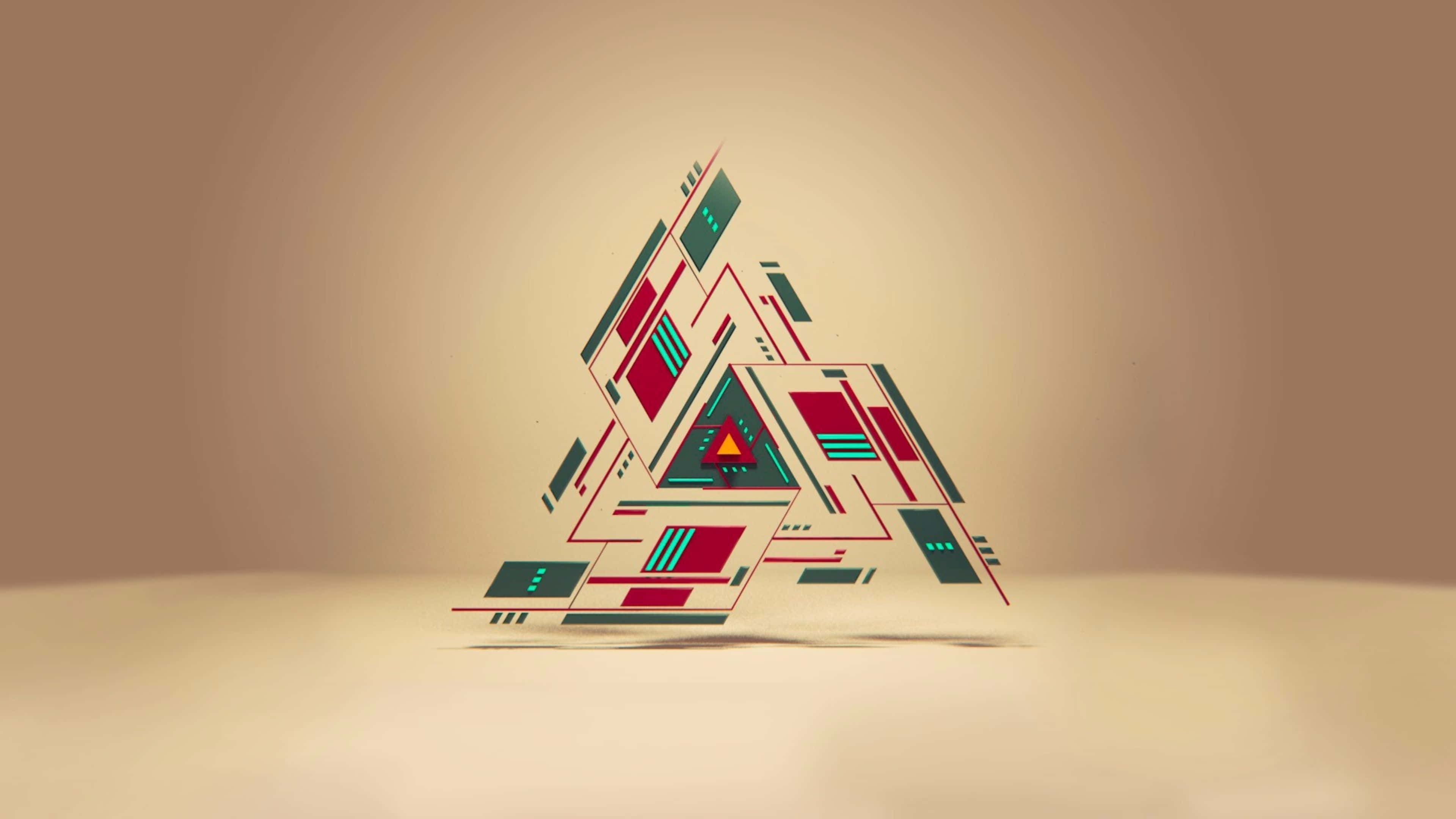 red, teal, cream, 4K Desktop Wallpaper