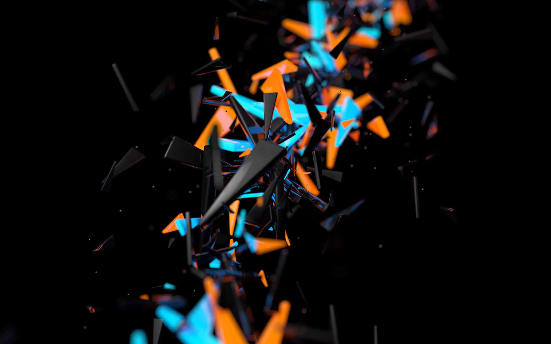 vibrant blue, orange, geometric shards, Full HD Desktop Wallpaper