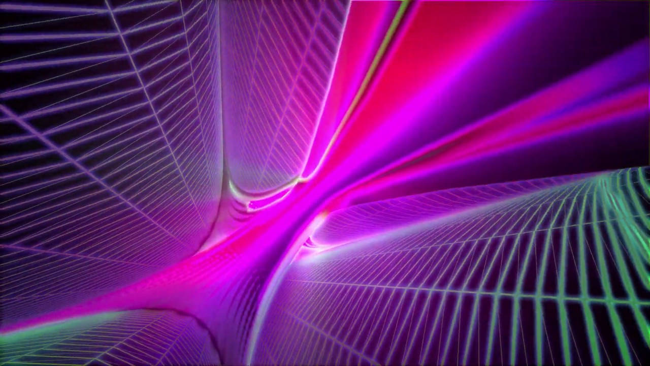 neon pink, green light beams, futuristic grid tunnel, HD Desktop Wallpaper