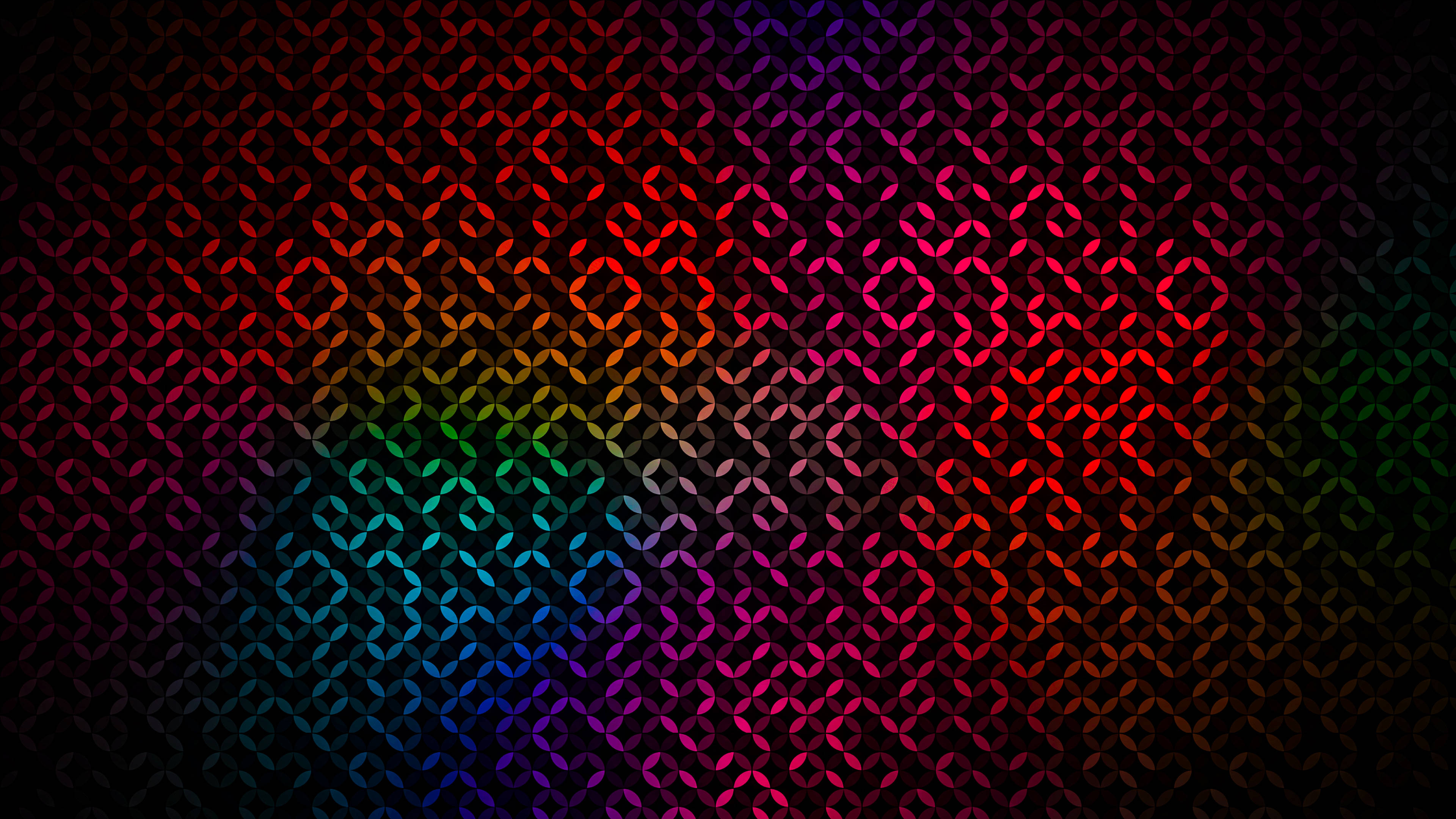 rainbow gradient, dark background, geometric hexagonal patterns, 4K Desktop Wallpaper
