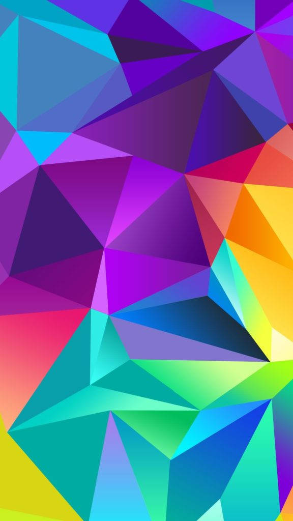Cool Cubism Abstract, vibrant abstract, colorful geometric triangles, SD Phone Wallpaper