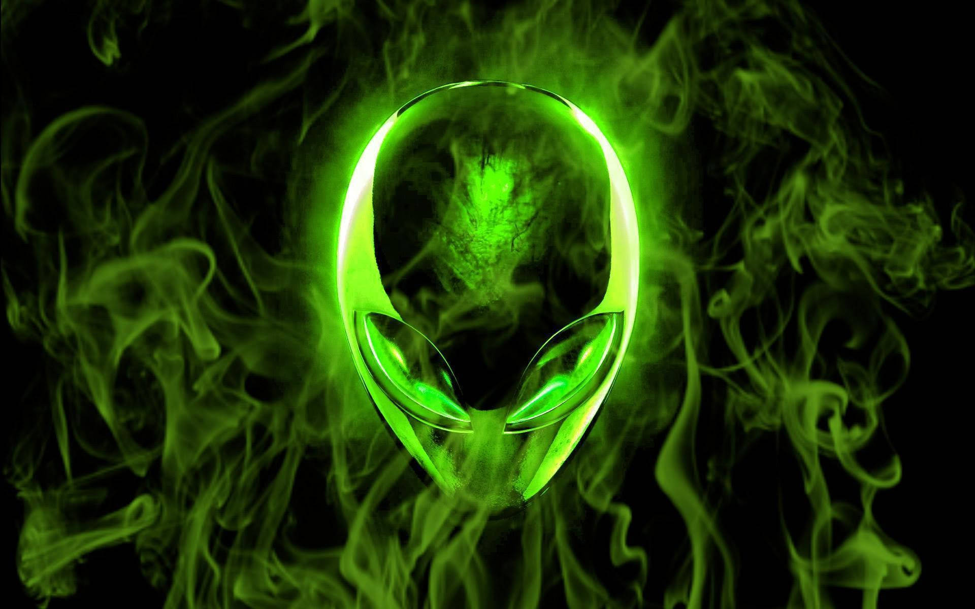 cool alien, glowing green, swirling smoke, Full HD Desktop Wallpaper