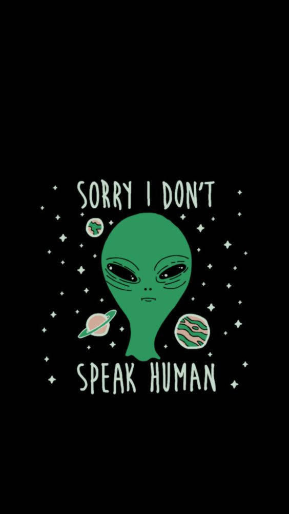 Cool Alien, green alien, big eyes, SD Phone Wallpaper