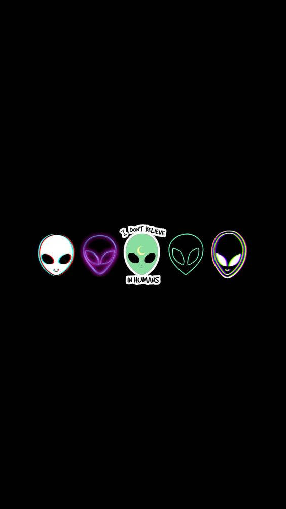 Cool Alien, neon colors, black background, SD Phone Wallpaper