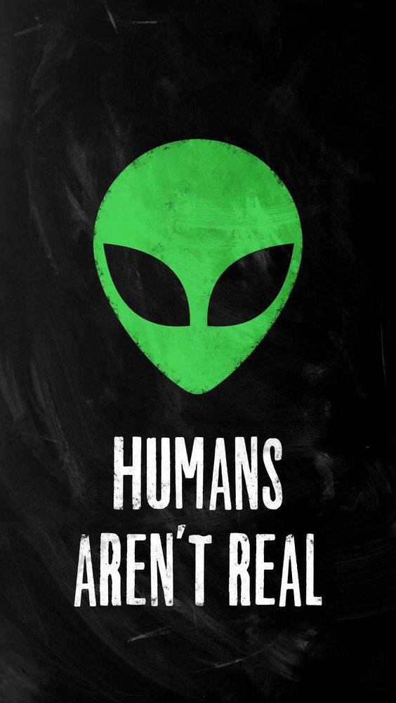 Cool Alien, glowing green alien head, black eyes, SD Phone Wallpaper