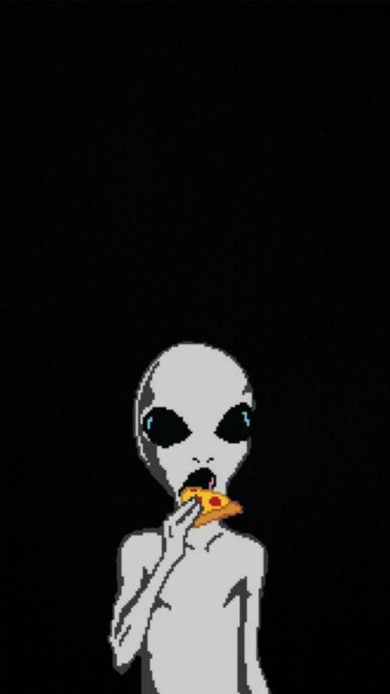 Cool Alien, pixelated, gray alien, SD Phone Wallpaper