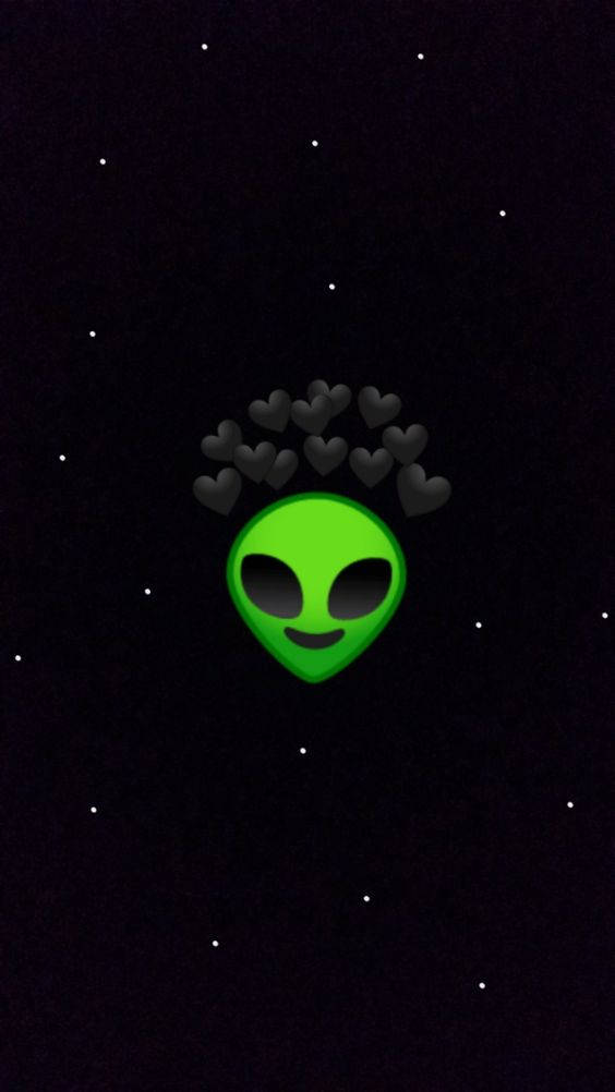 Cool Alien, glowing green alien head, heart-shaped hair, SD Phone Wallpaper