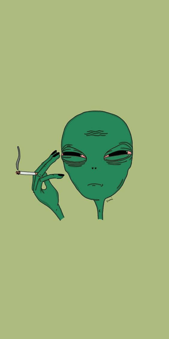 Cool Alien, green alien, tired eyes, SD Phone Wallpaper