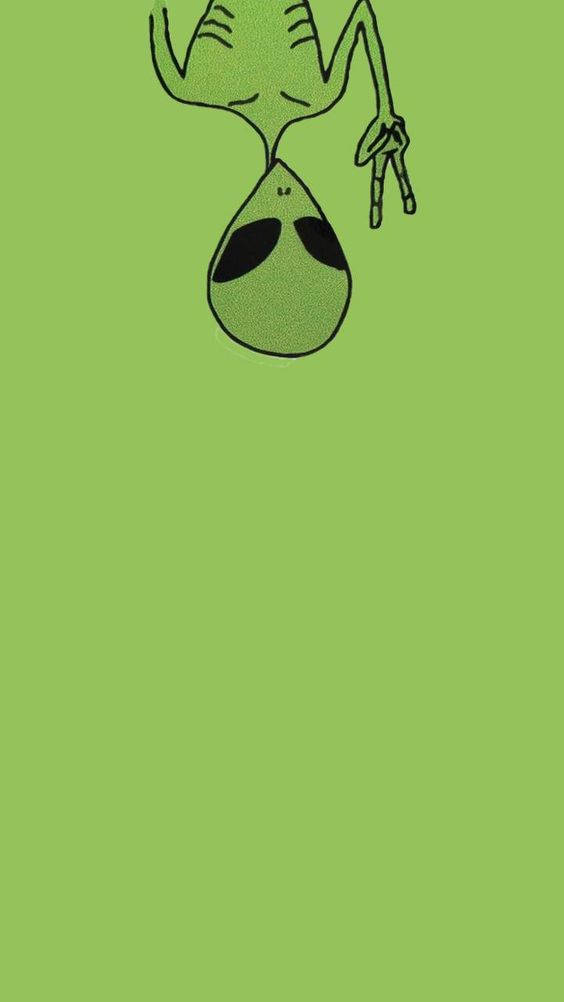 Cool Alien, green alien, large black eyes, SD Phone Wallpaper