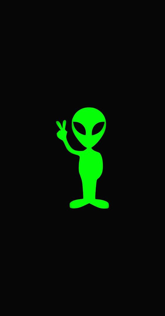 Cool Alien, glowing green, silhouette, SD Phone Wallpaper
