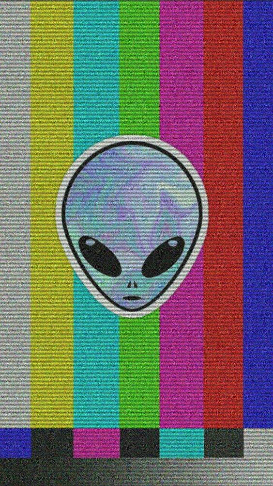 Cool Alien, TV test background, rainbow test pattern, SD Phone Wallpaper
