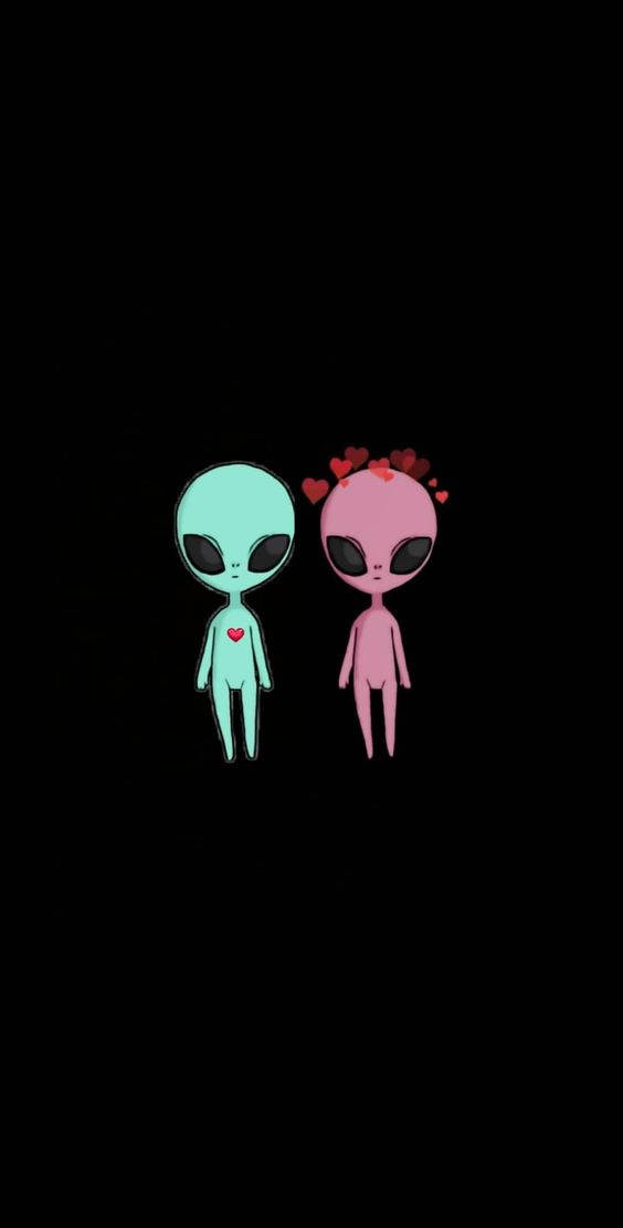 Cool Alien, teal, pink, SD Phone Wallpaper