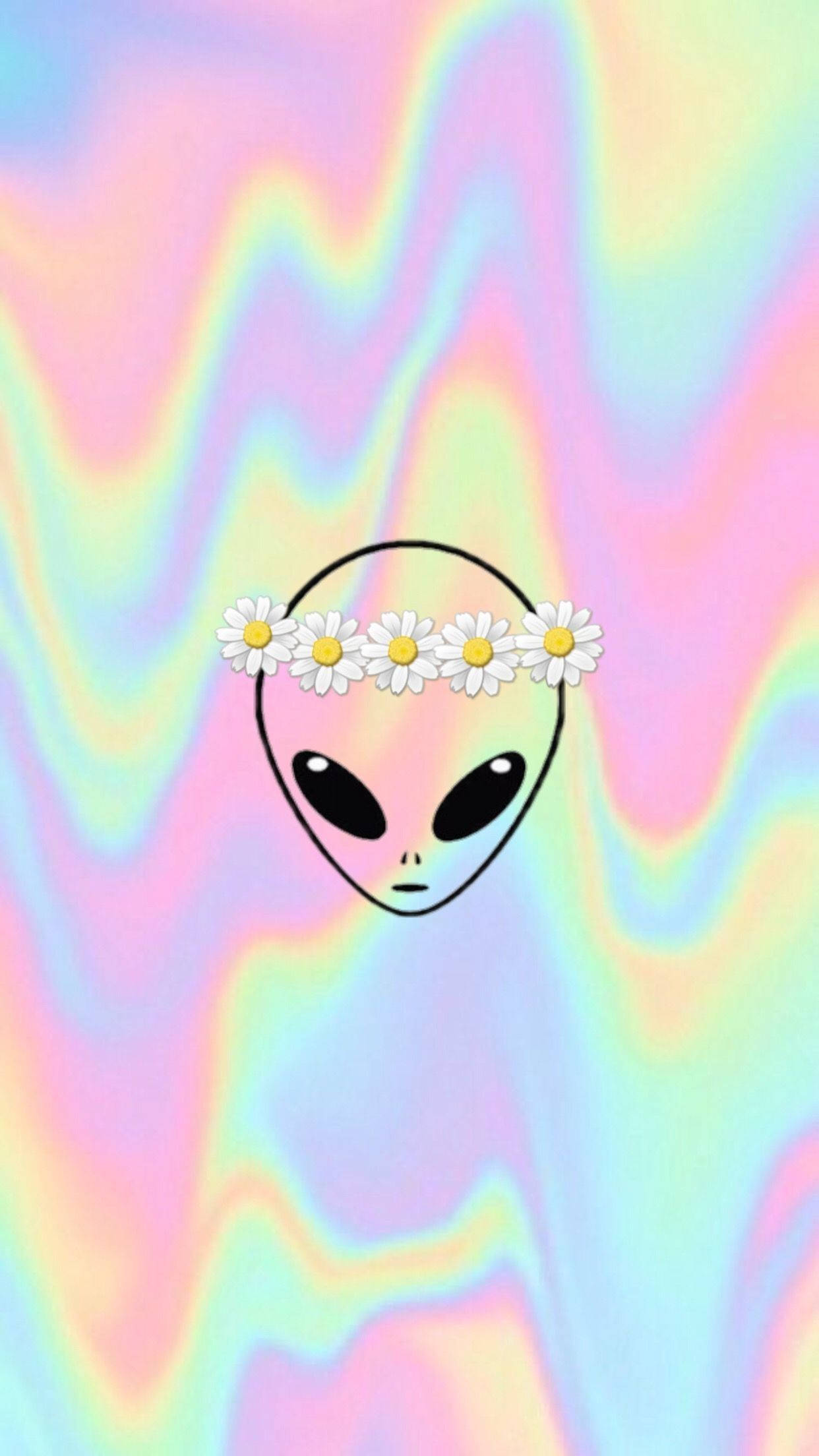 Cool Alien, floral crown, daisy crown, Full HD Phone Wallpaper