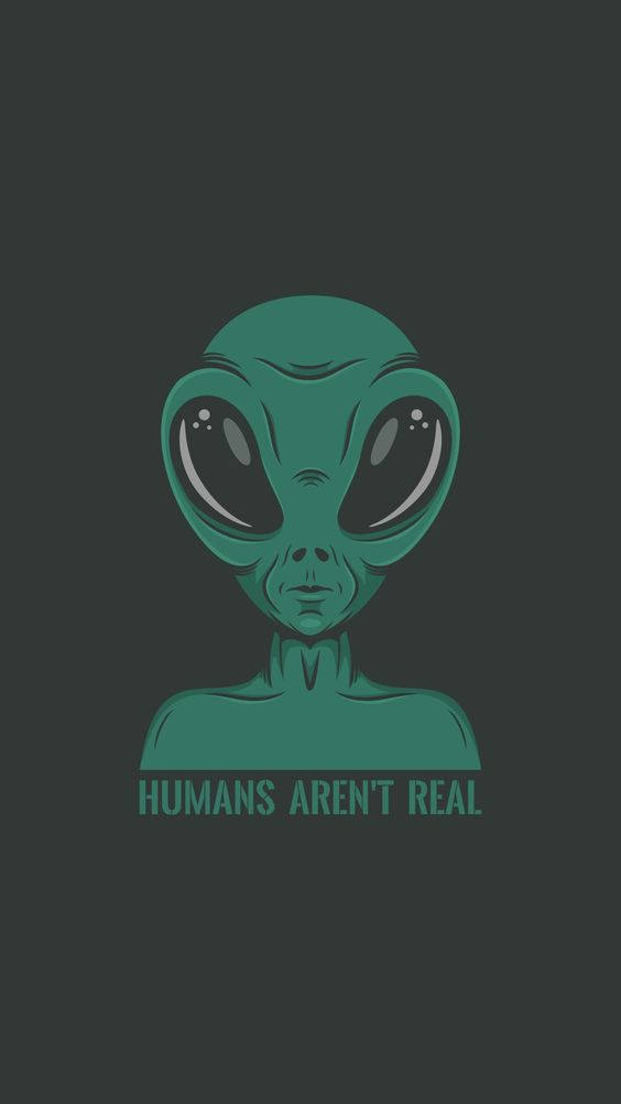 Cool Alien, teal alien head, large black eyes, SD Phone Wallpaper