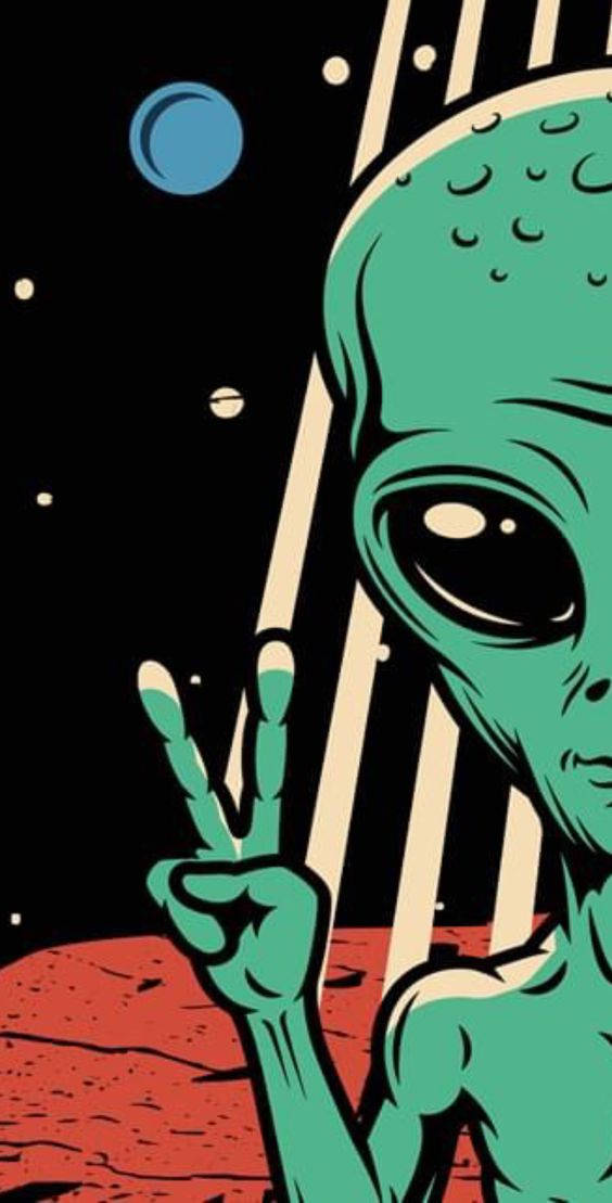 Cool Alien, green alien, large eyes, SD Phone Wallpaper