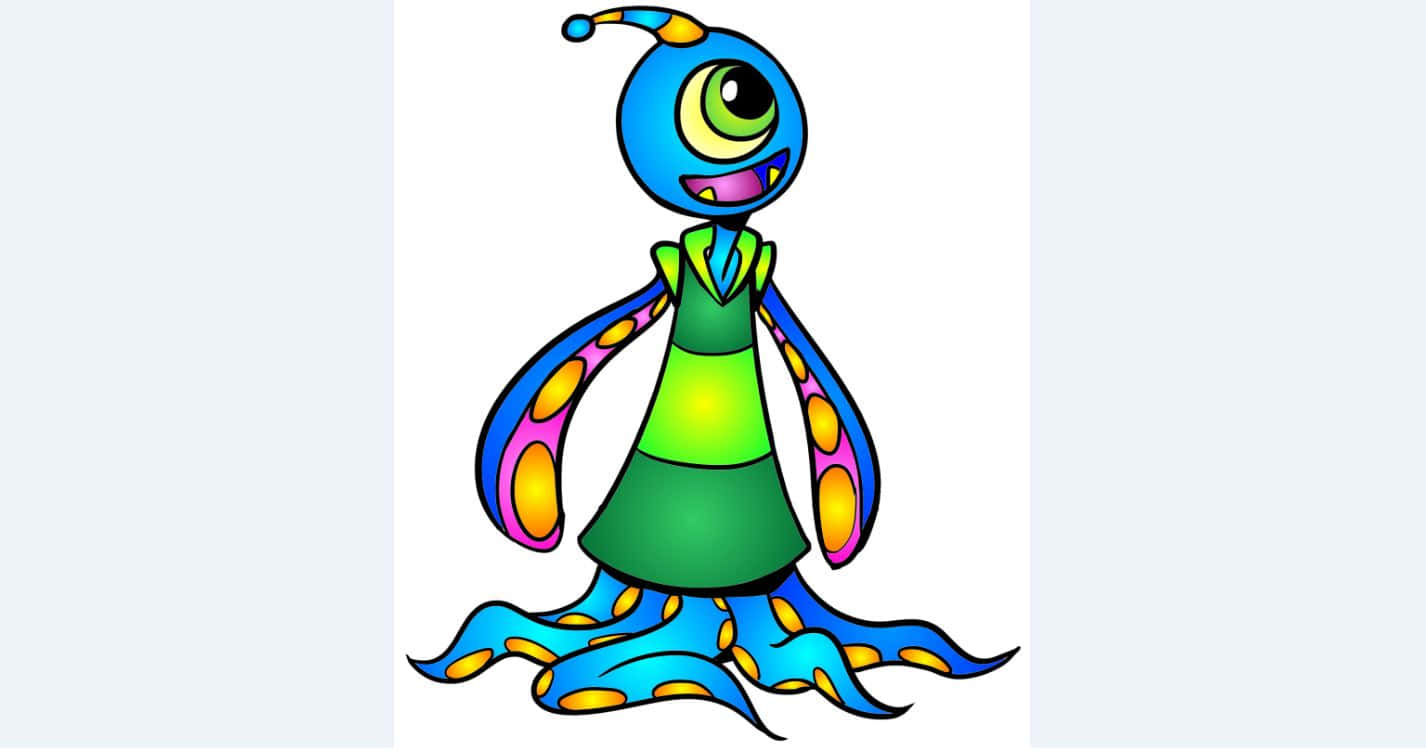 cartoon alien, blue head, one big eye, HD Desktop Wallpaper