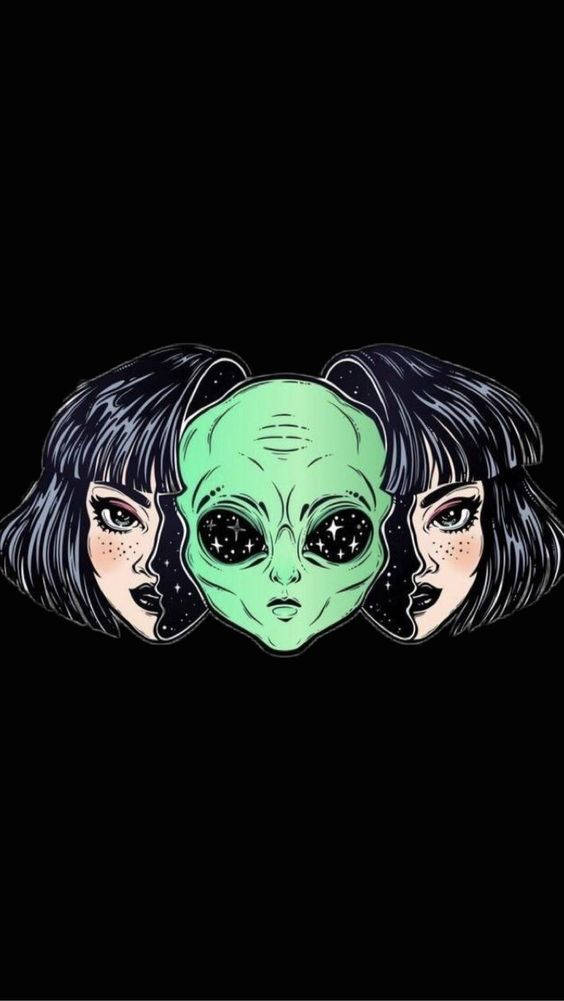 Cool Alien, starry eyes, human faces, SD Phone Wallpaper