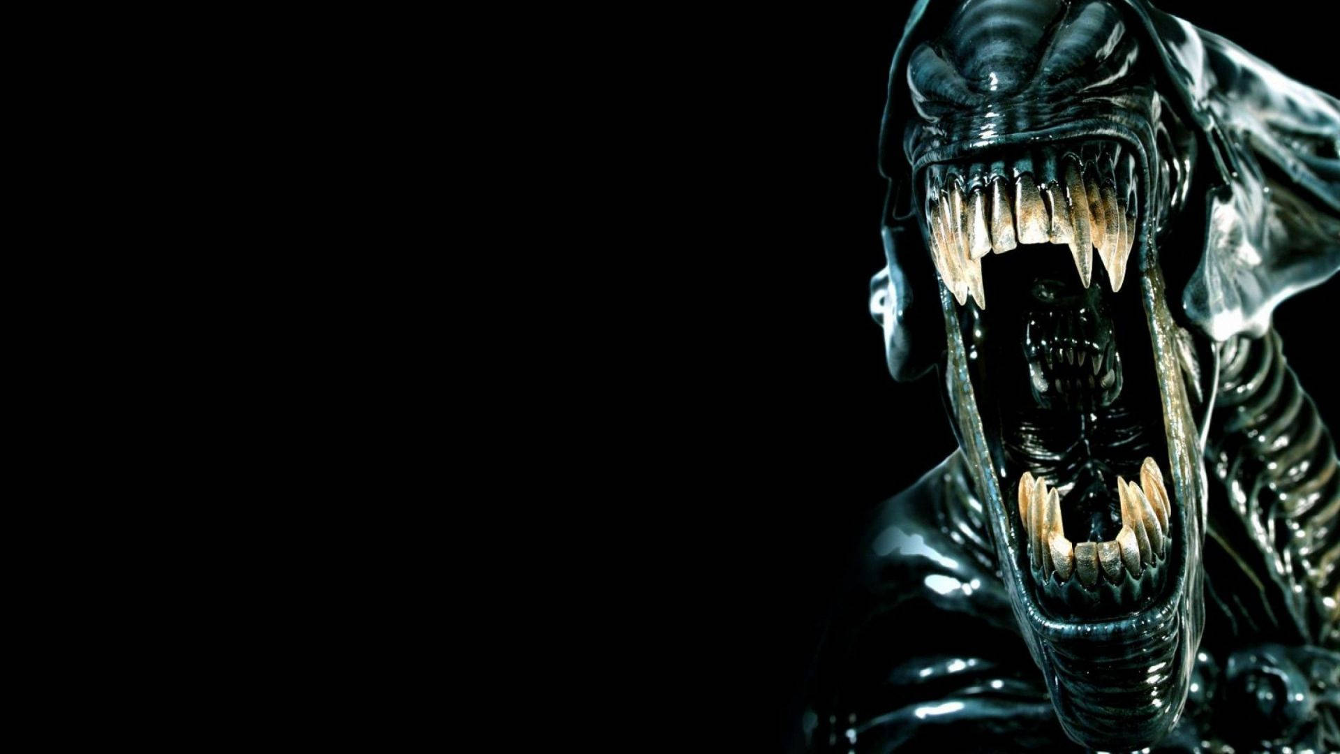 minimalist alien, black, glossy black skin, Full HD Desktop Wallpaper