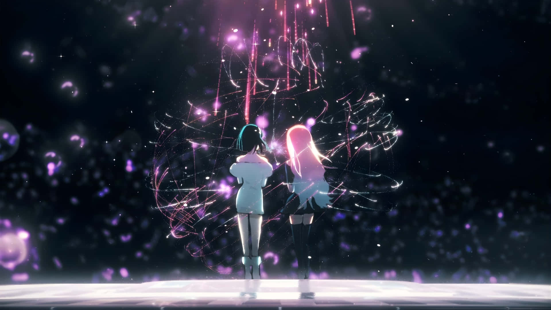 Alien Stage, futuristic performance, glowing platform, Full HD Desktop Wallpaper