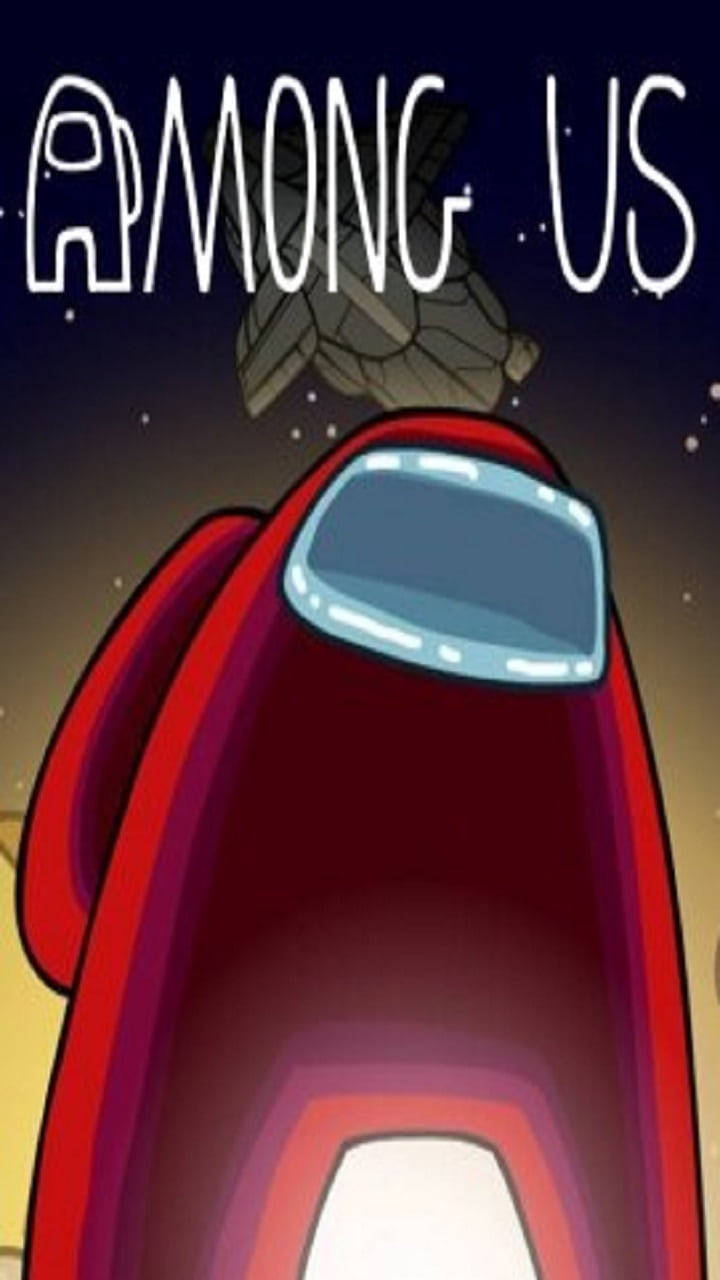 Among Us, red-suited astronaut, cartoon spaceship, HD Phone Wallpaper