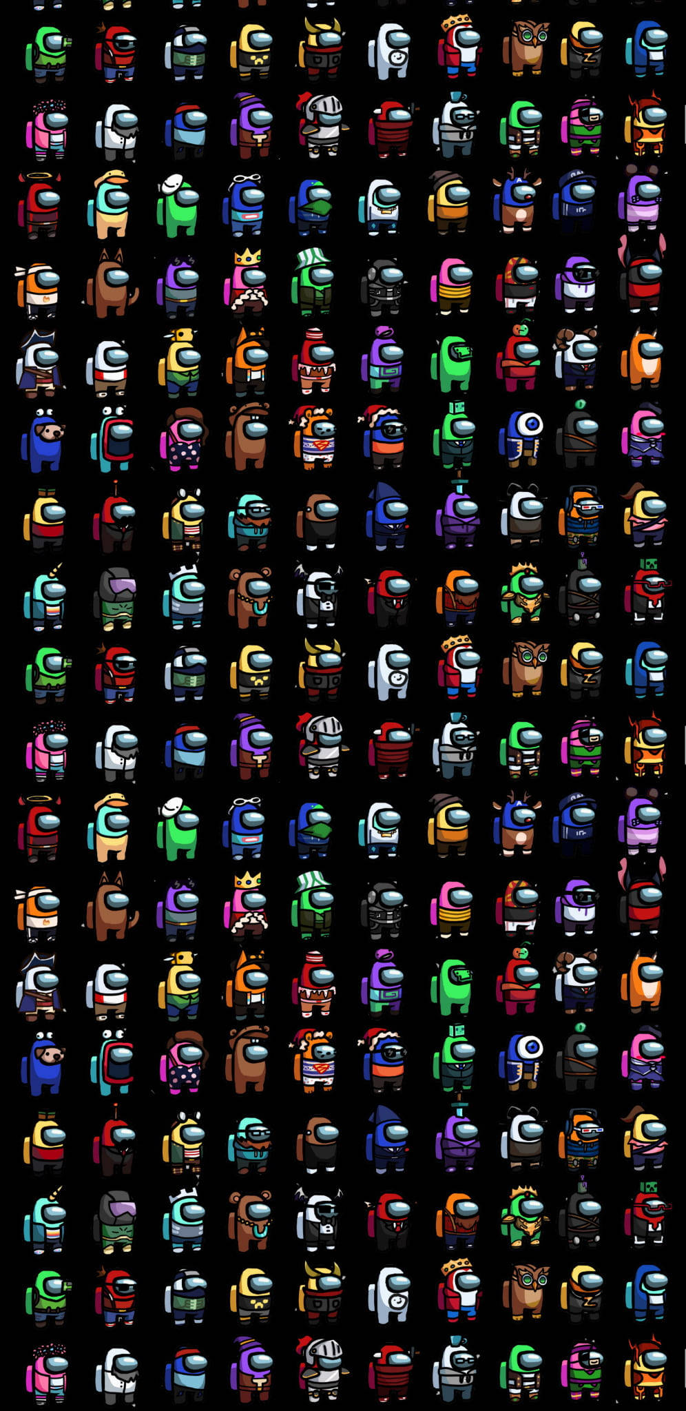 Among Us, colorful Among Us characters, various outfits, Full HD Phone Wallpaper