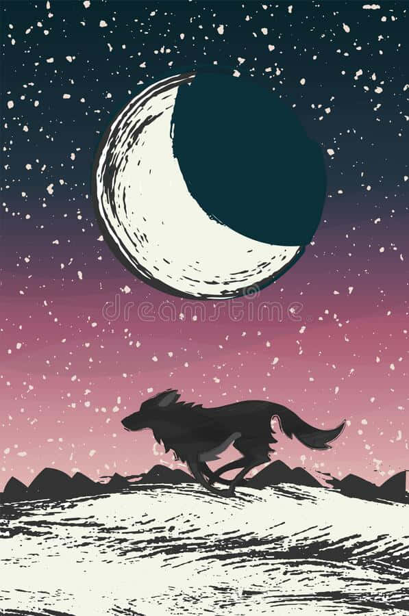 Cool Animal Galaxy, lone wolf, snowy hill, SD Phone Wallpaper