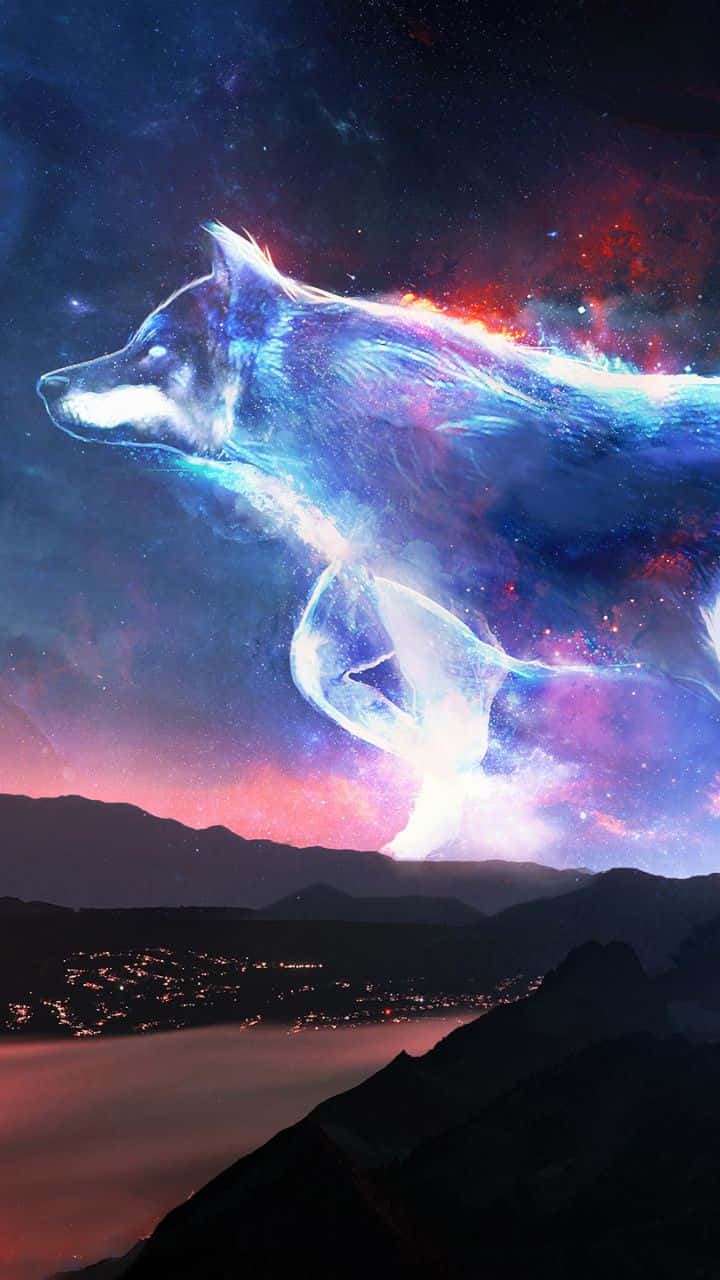 cool animal galaxy, cosmic wolf, glowing nebulae, HD Phone Wallpaper