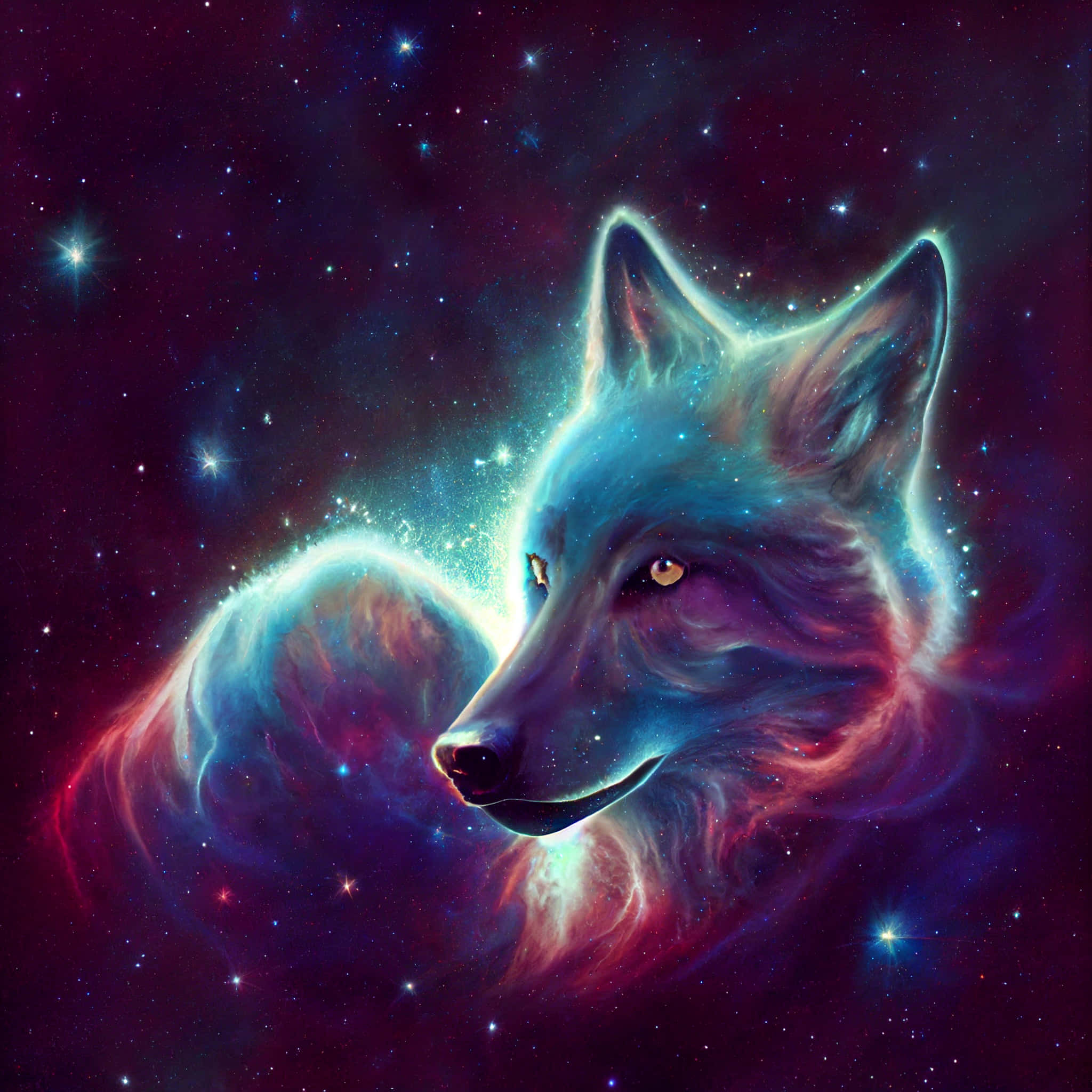 Cool Animal Galaxy, glowing cosmic nebulae, stars, Full HD Desktop Wallpaper