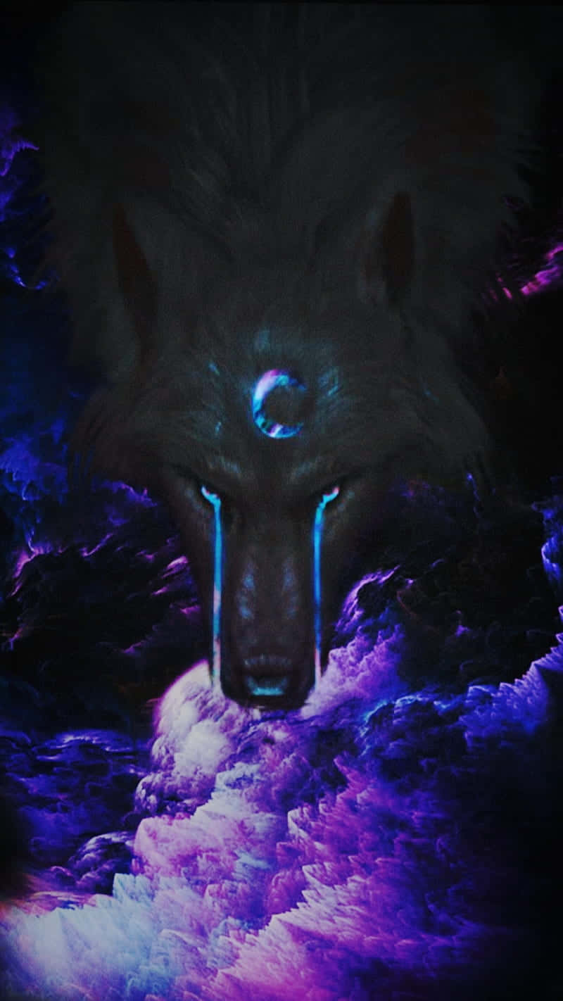 Cool Animal Galaxy, mystical wolf, glowing blue tears, HD Phone Wallpaper