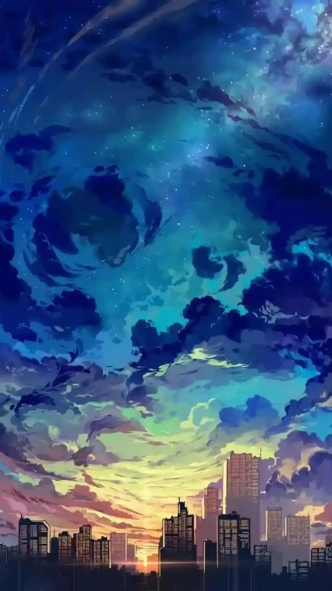 sunset, cosmic sky, stars, Full HD Phone Wallpaper