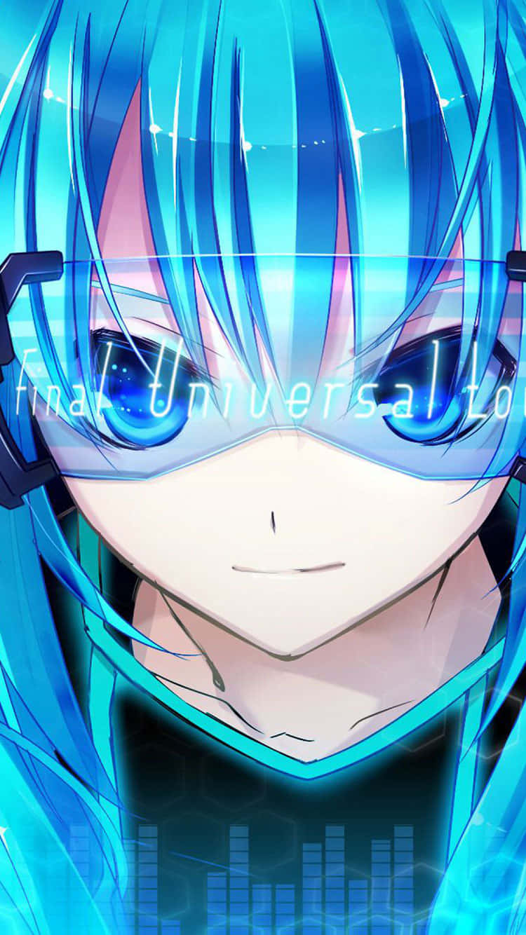 anime girl, vibrant blue hair, glowing eyes, HD Phone Wallpaper