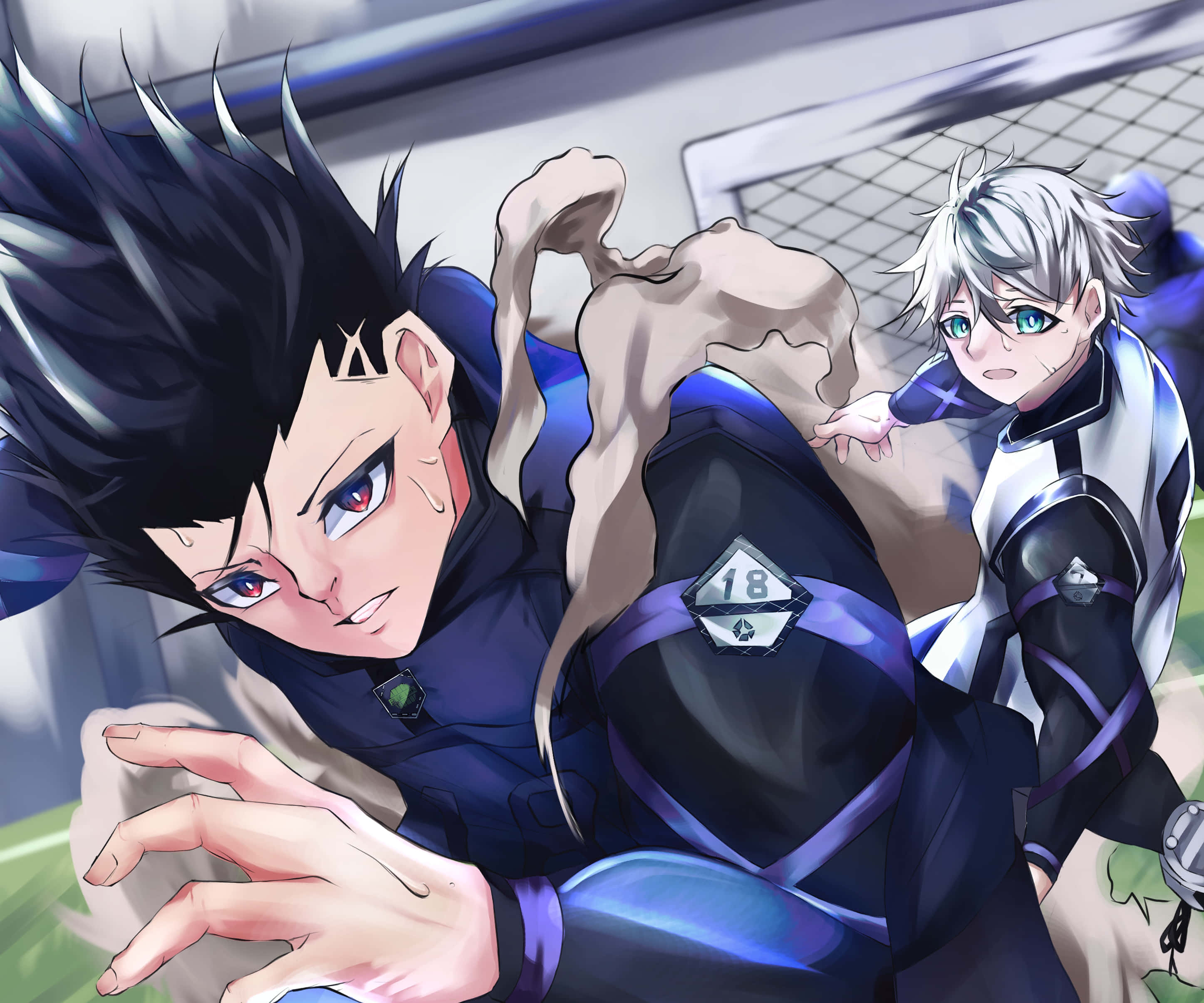 Cool Anime Blue, anime soccer players, black hair, 2K Desktop Wallpaper