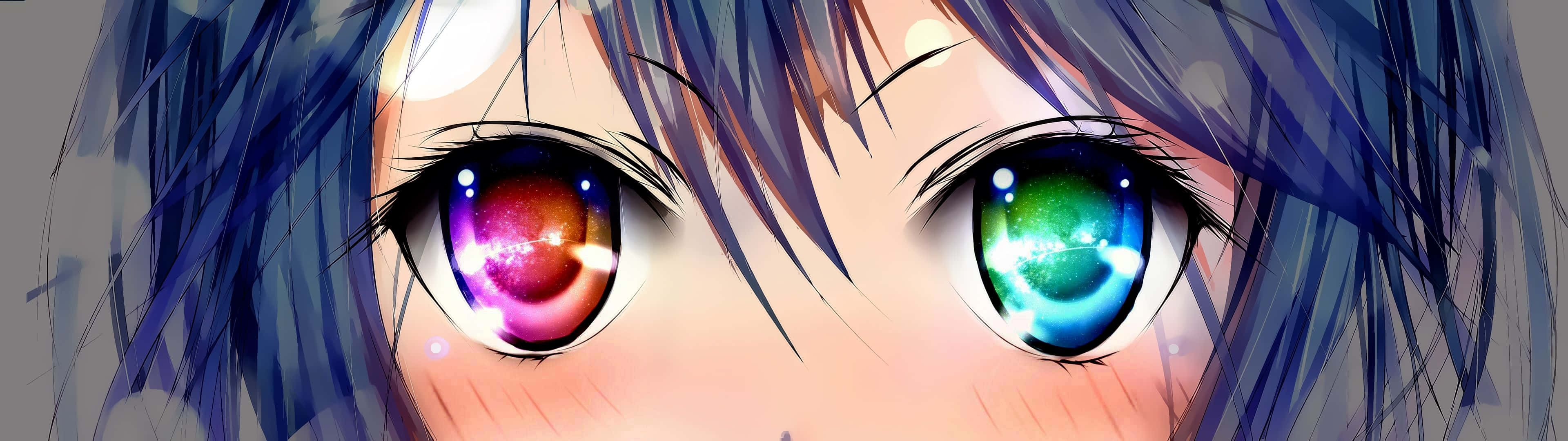 anime girl, eyes, cosmic nebulae, 4K Desktop Wallpaper
