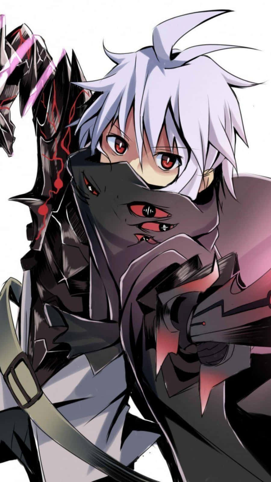 cool anime character, white hair, red eyes, HD Phone Wallpaper