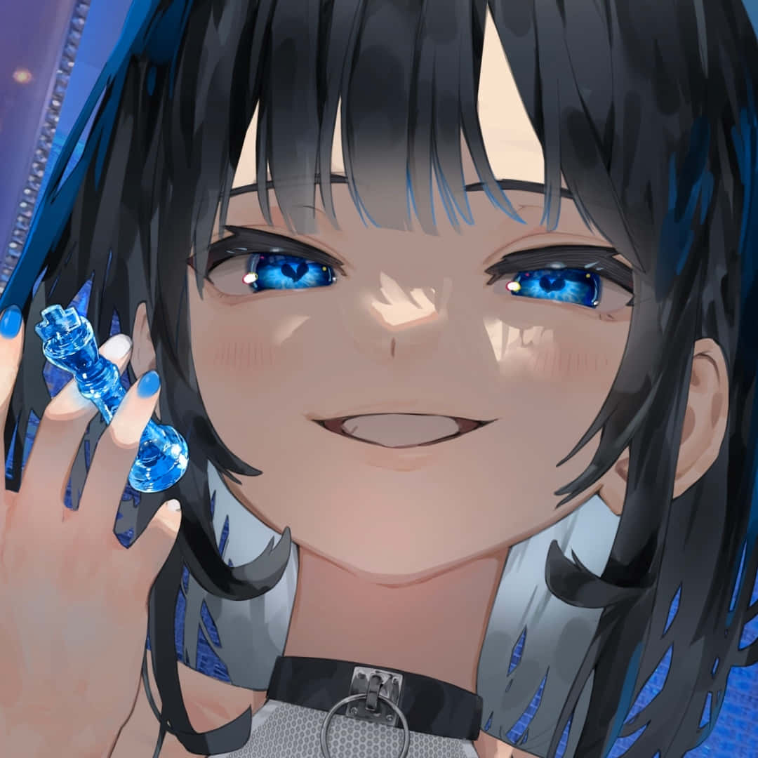 anime girl, blue eyes, black hair, SD Desktop Wallpaper