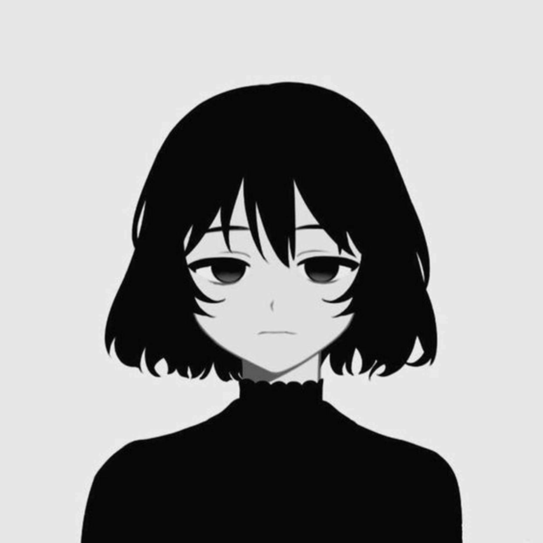 anime girl, short black bob hair, high-necked top, HD Desktop Wallpaper